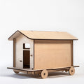 La roulotte, maison de poupée en bois et son mobilier.